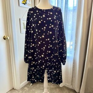 Cato Plus Size Witch Black and White Starry Asymmetrical Witchy Woman Top/Dress